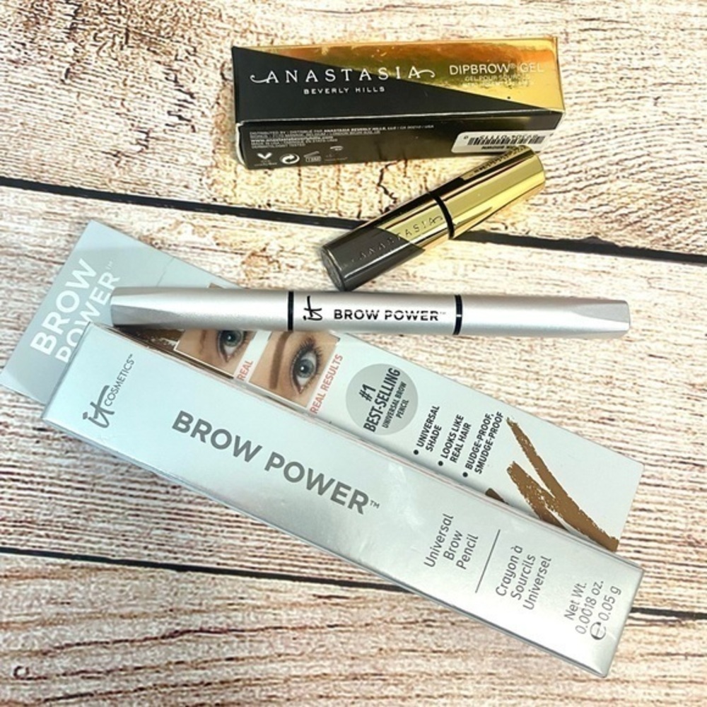 Anastasia DIPBROW gel in dark brown & it cosmetics brow pencil lot